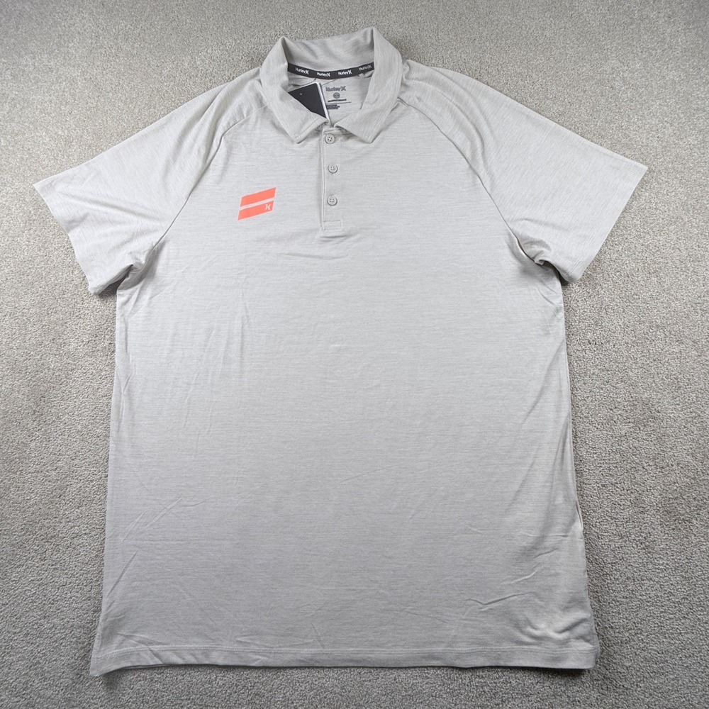 Hurley Polo Shirt Mens XL Gray New Performance Essentials Reflective Stretch